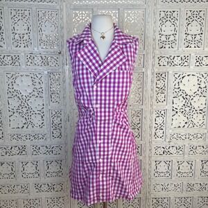 Derek Lam 10 Cosby Pink Gingham Button Up Dress Sz Medium Coastal Beachy Resort